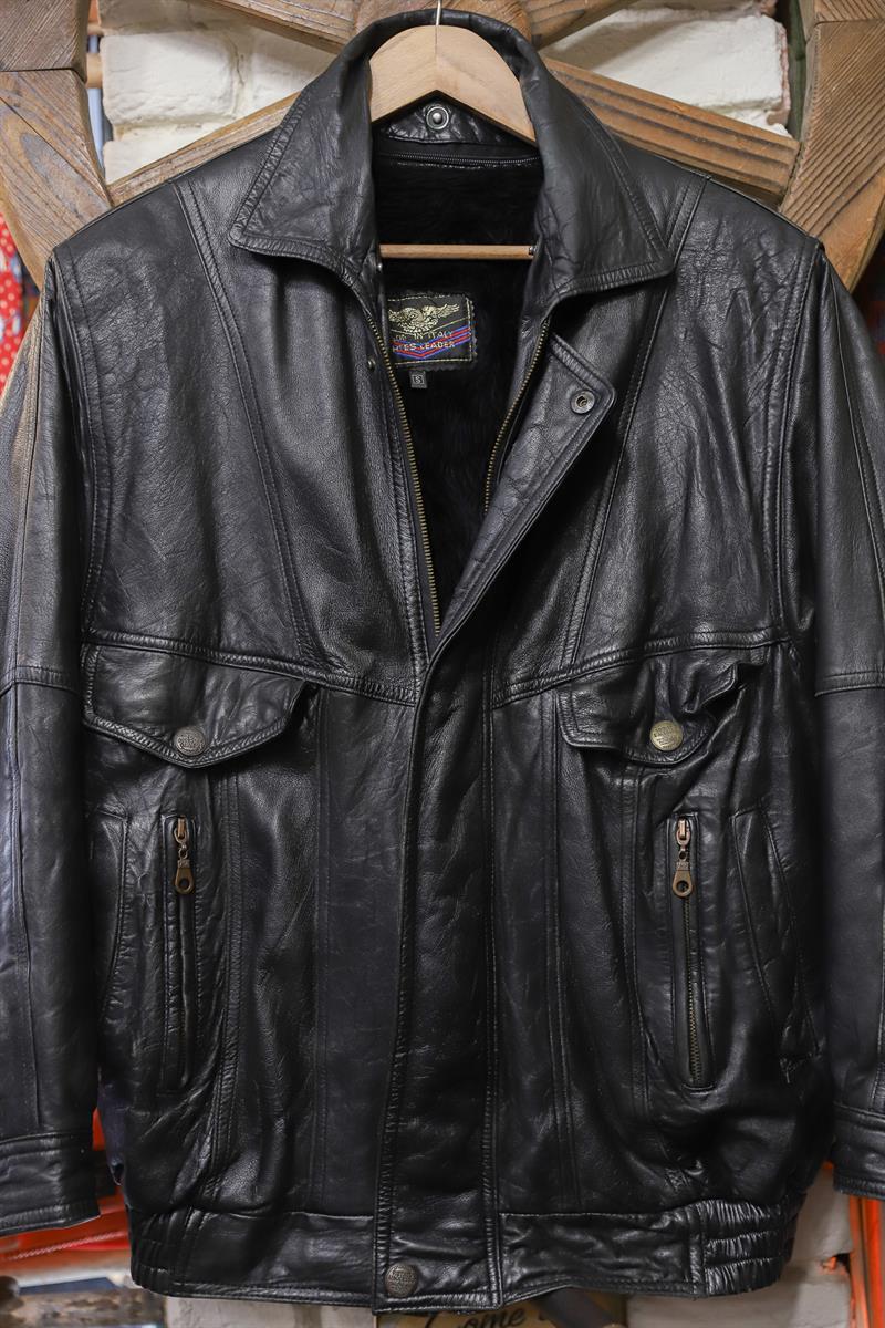 İçi Kürklü Oversize Bomber Deri Ceket