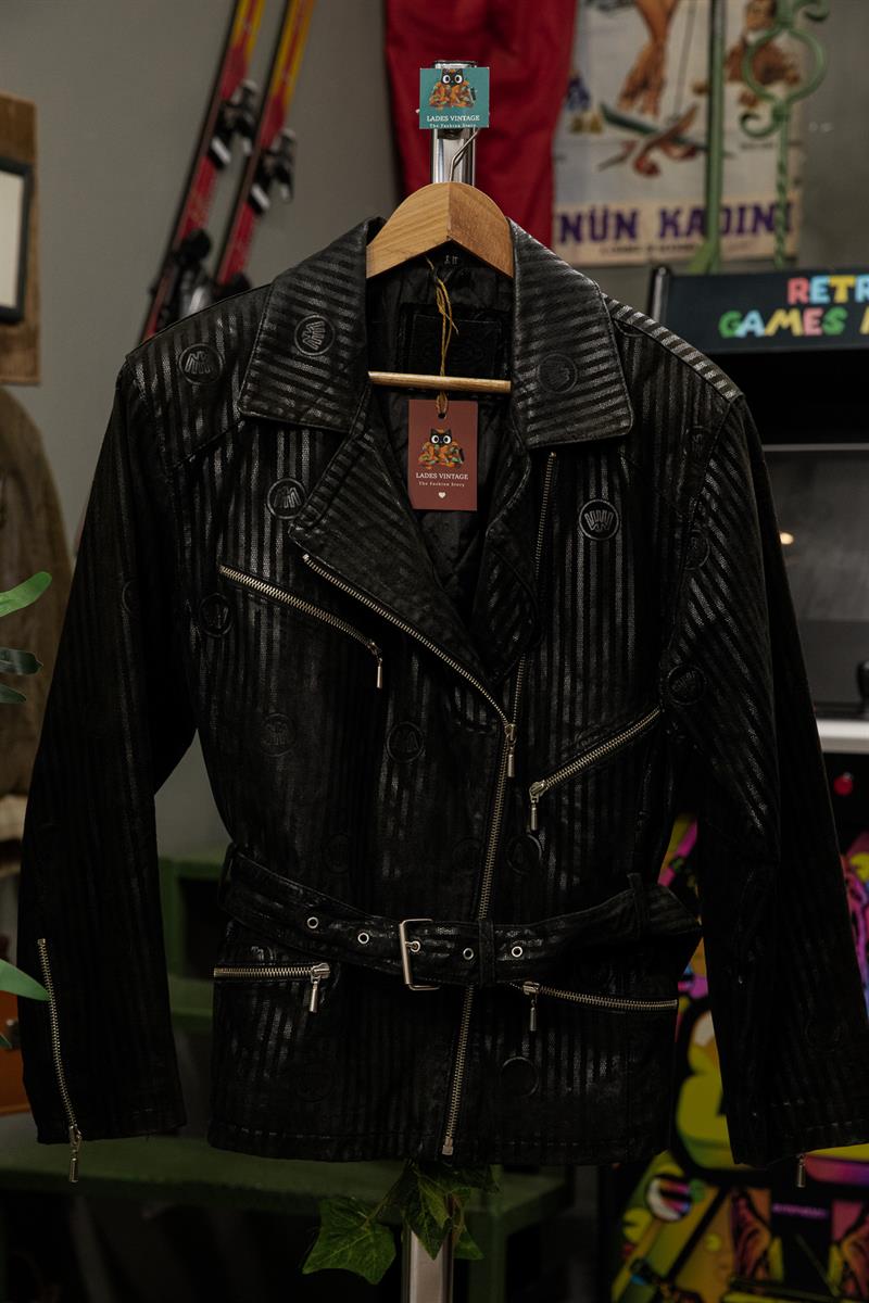 İtalian Biker Kemerli Model Kadın Deri Ceket