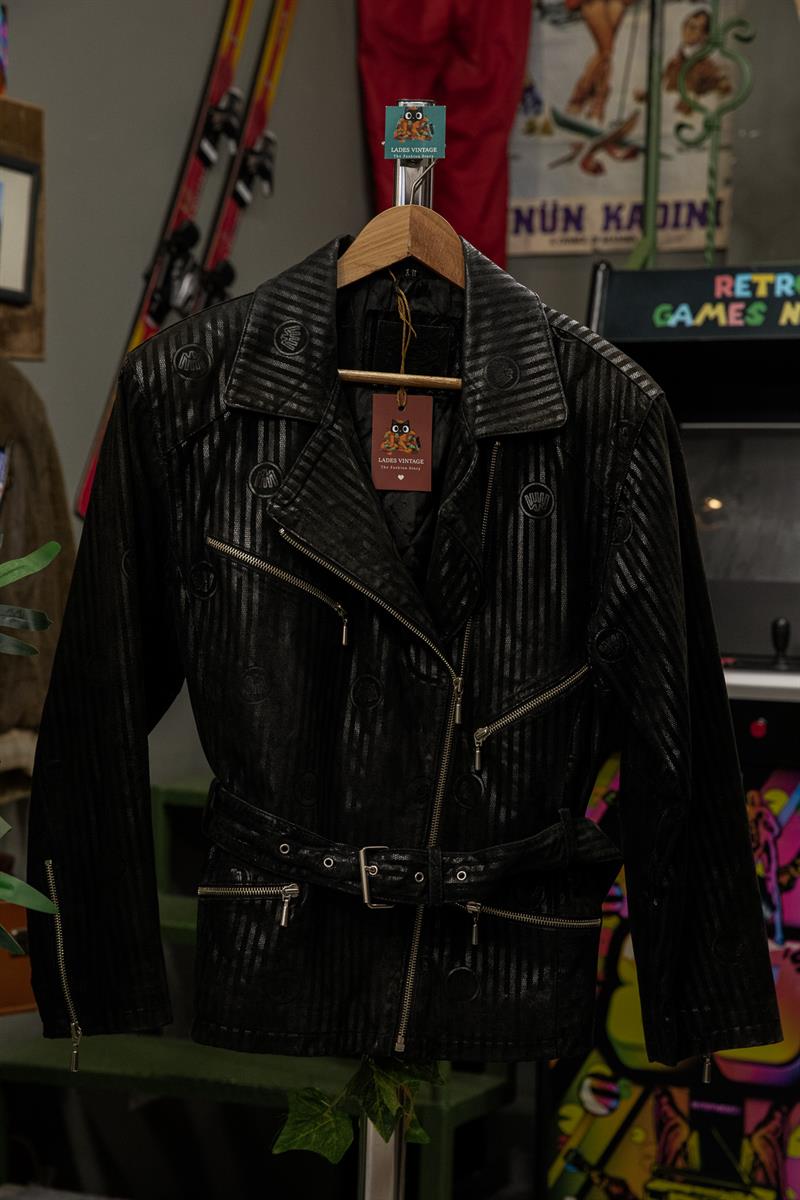 İtalian Biker Kemerli Model Kadın Deri Ceket