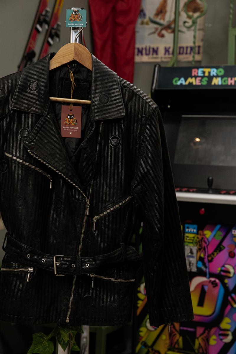 İtalian Biker Kemerli Model Kadın Deri Ceket
