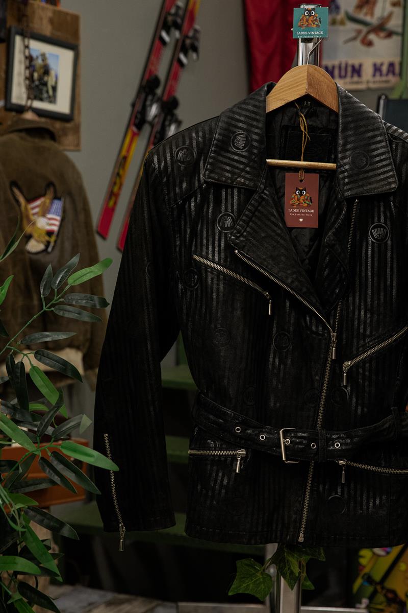 İtalian Biker Kemerli Model Kadın Deri Ceket