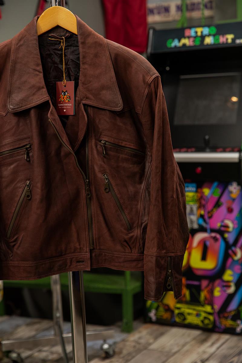 İtalian Biker Model Acı Kahve Ton Unisex Deri Ceket