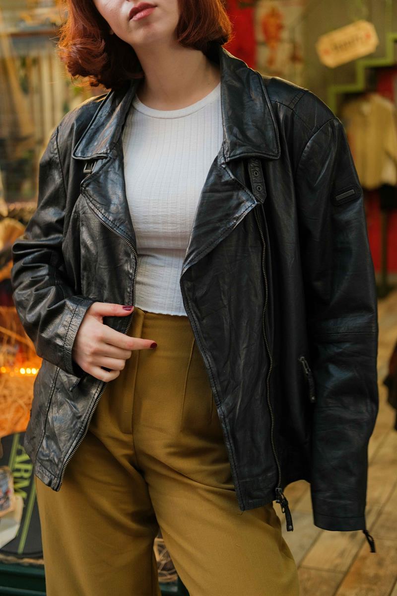 İtalian Biker Model Kadın Deri Ceket