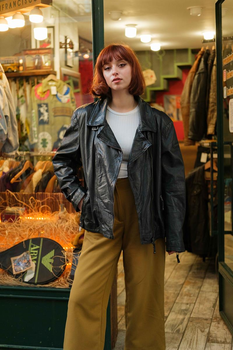 İtalian Biker Model Kadın Deri Ceket