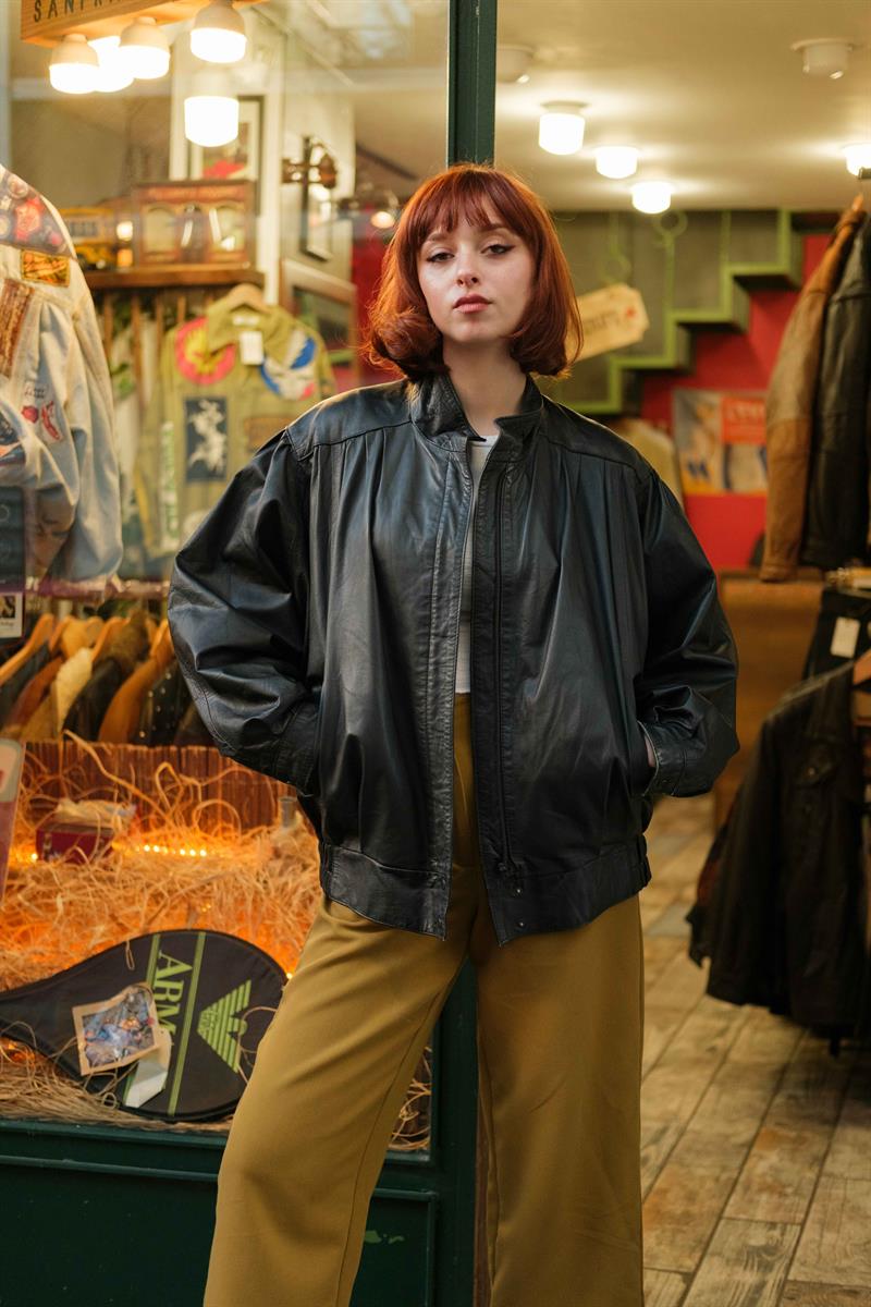 İtalian Bomber Model Kadın Deri Ceket