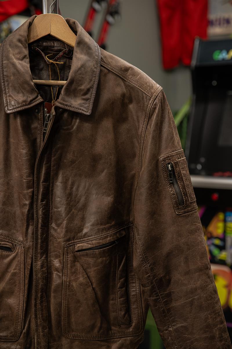 İtalian Bomber Model Kahve Renk Unisex Deri Ceket