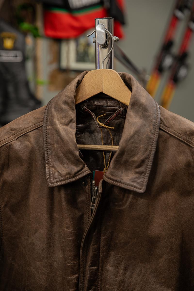 İtalian Bomber Model Kahve Renk Unisex Deri Ceket