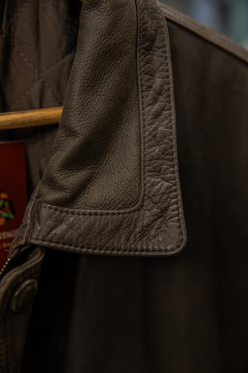 İtalian Eskitme Salaş Bomber Model Unisex Deri Ceket