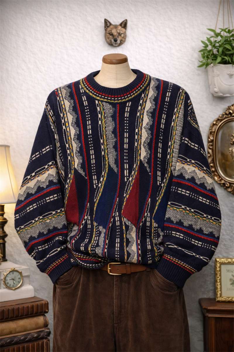 ITALY Coogi Tarz Örgü Kazak