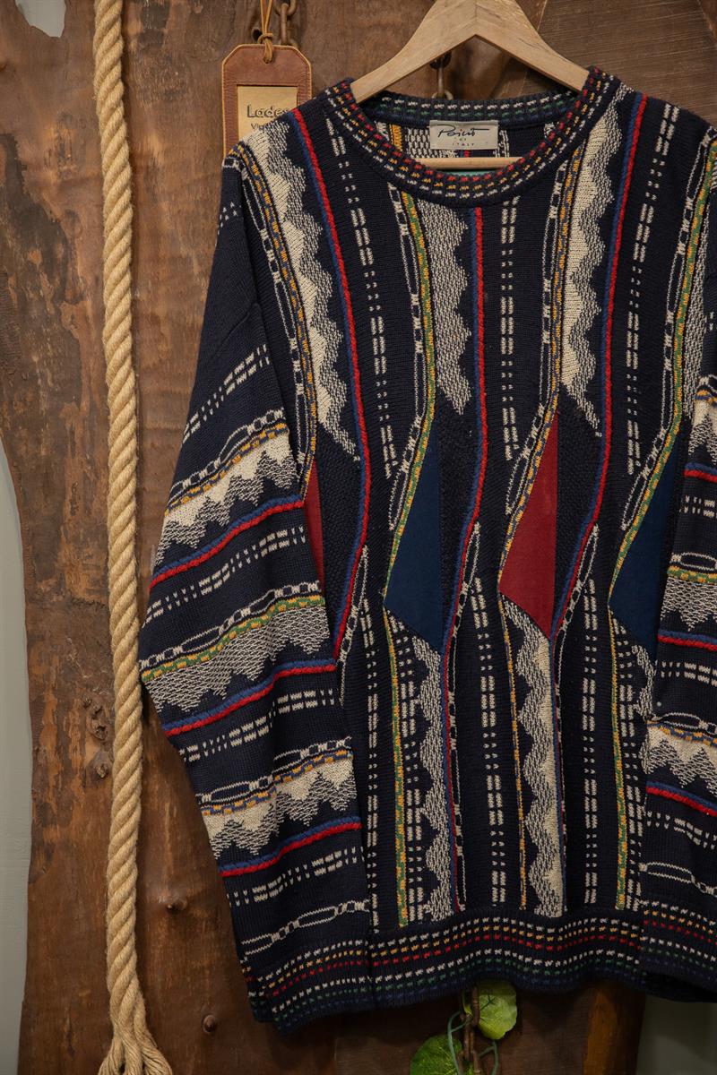ITALY Coogi Tarz Örgü Kazak