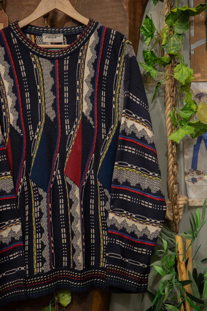 ITALY Coogi Tarz Örgü Kazak