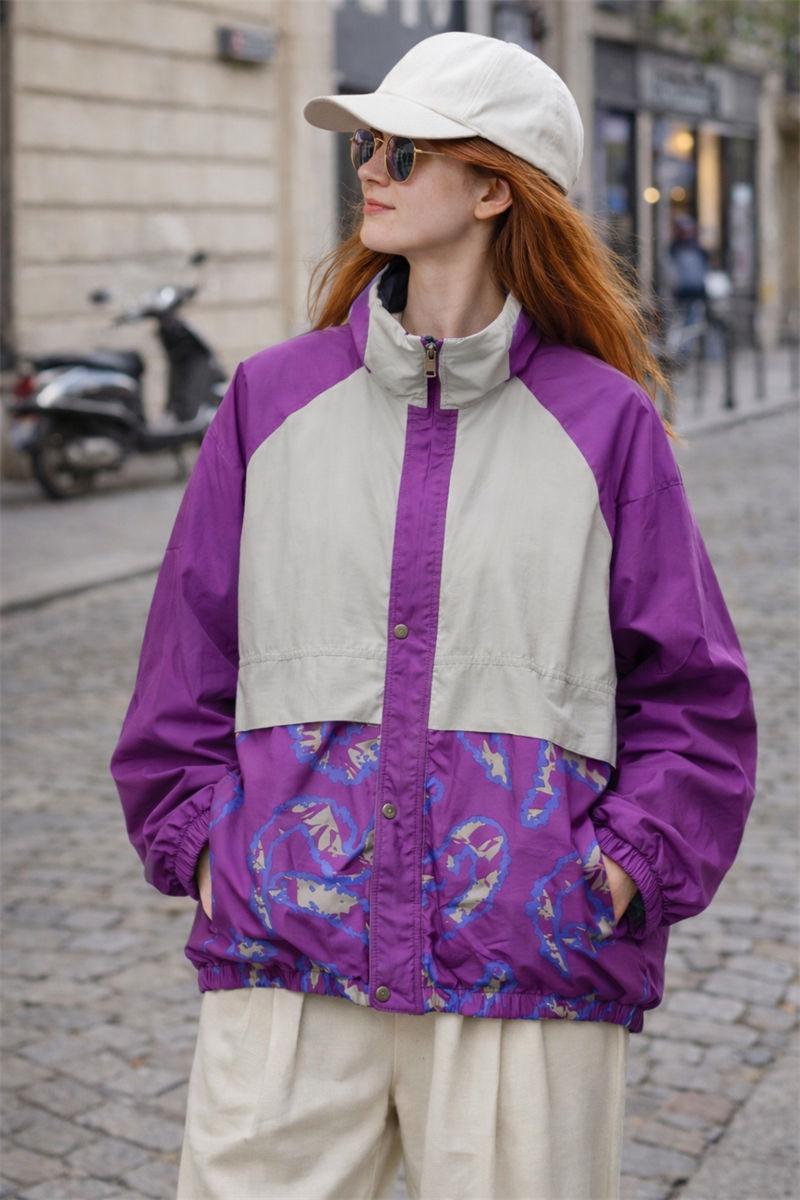 Italy Purple Paisley Bomber Ceket