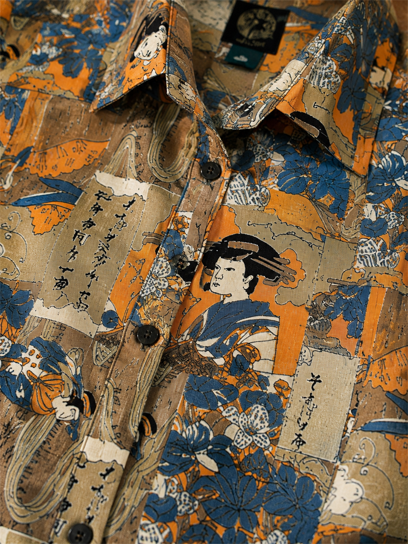 Japan Ukiyo-e 70s Yaka Gömlek