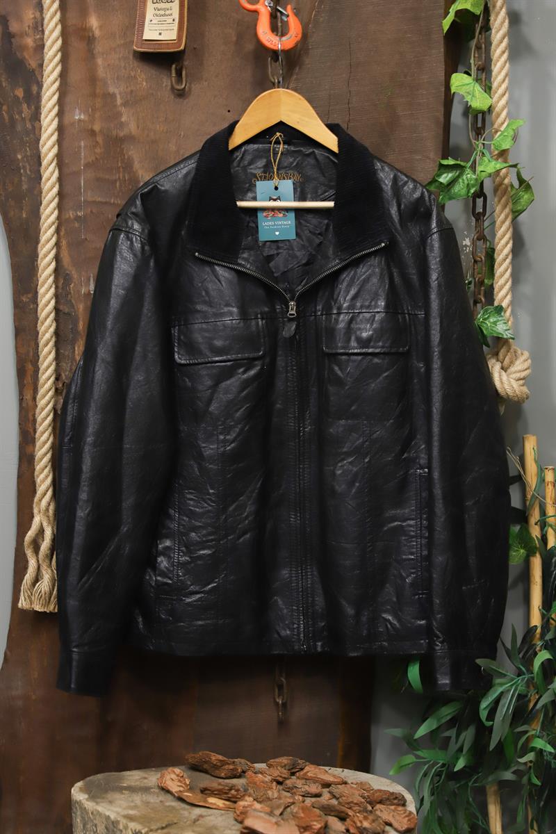 Kadife Yaka Biker 90s Deri Ceket