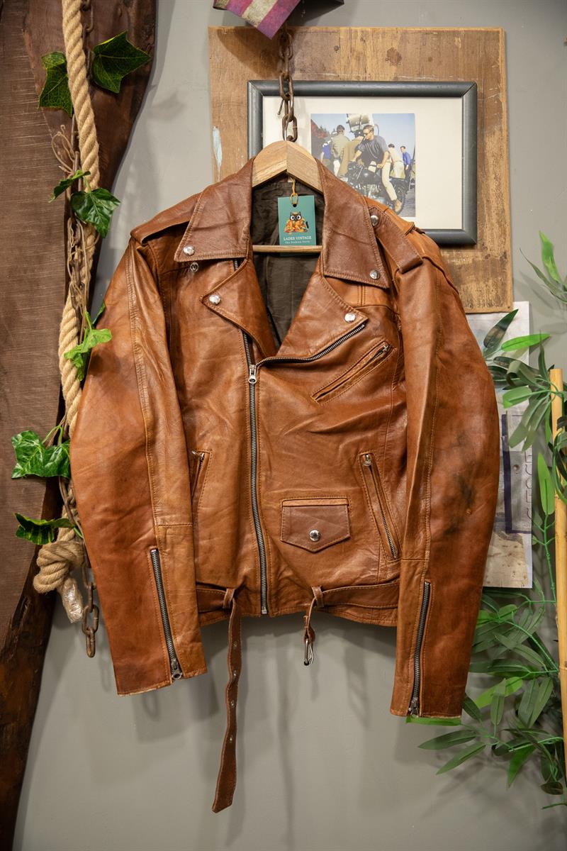 Kahve Renk Classic Biker Deri Ceket