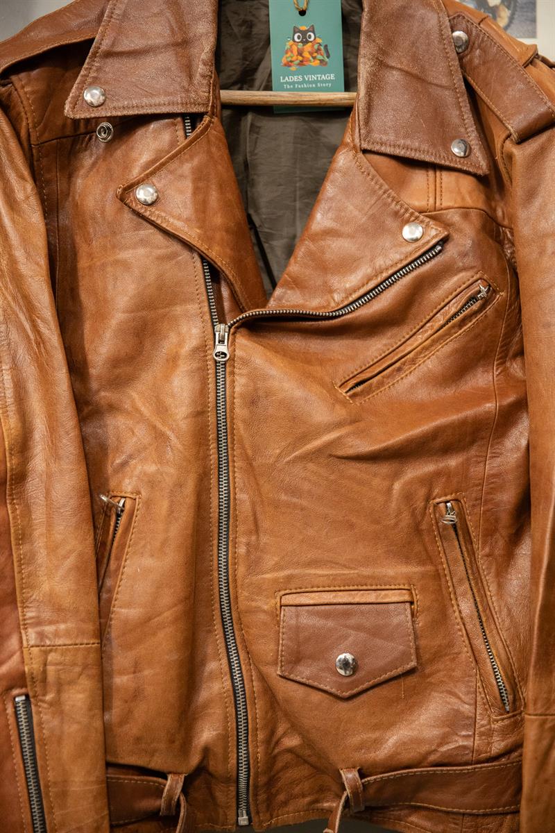 Kahve Renk Classic Biker Deri Ceket