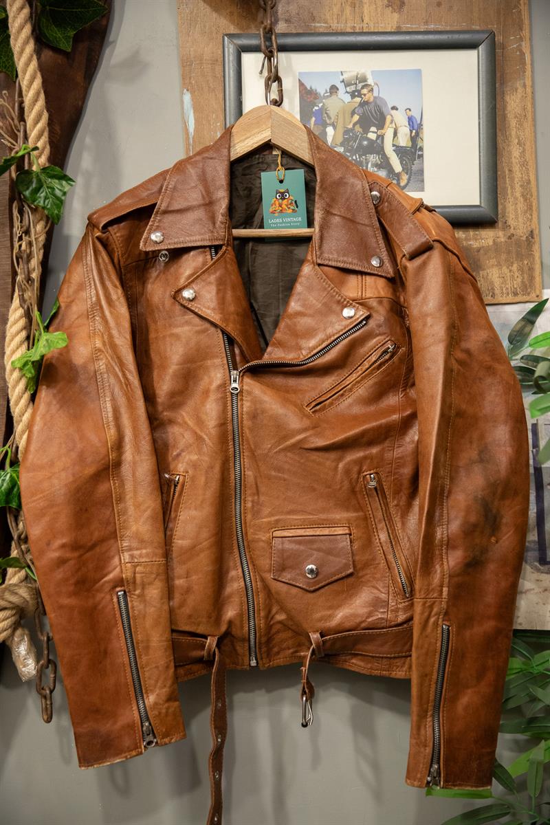 Kahve Renk Classic Biker Deri Ceket