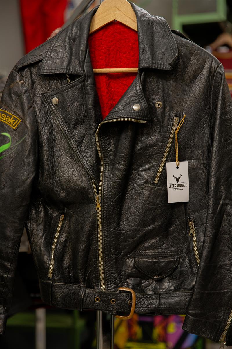 KAWASAKİ Biker Model Unisex Deri Ceket