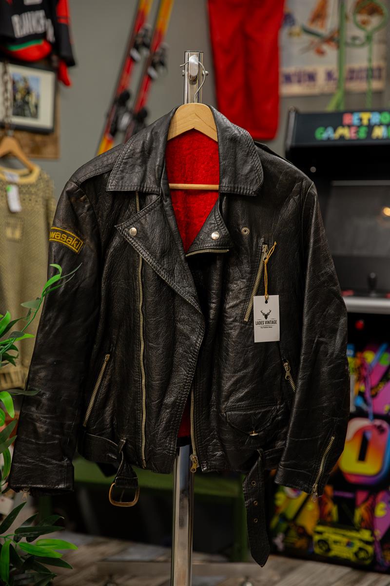 KAWASAKİ Biker Model Unisex Deri Ceket