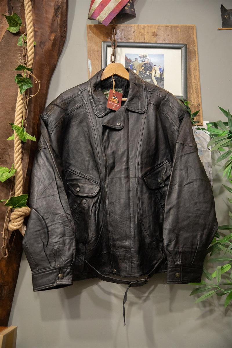 Kemerli Oversize Bomber Deri Ceket