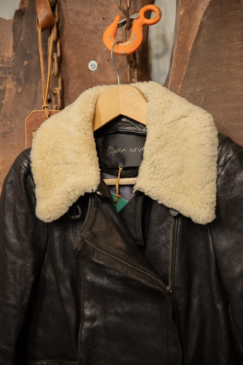 Kürk Yaka Classic Biker Deri Ceket