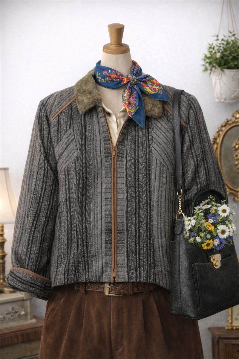 Kürklü Yaka 2000s Kısa Ceket