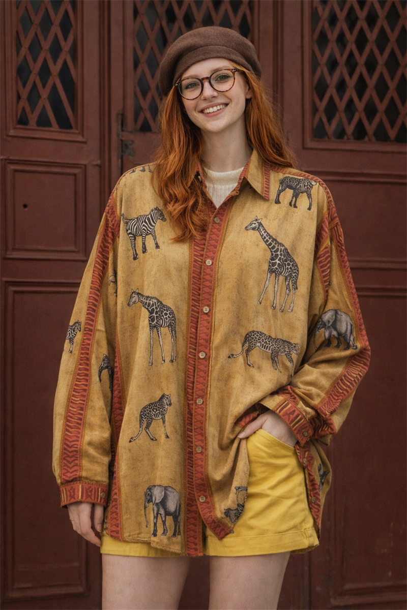 Lades Ateiler 90s Retro Gömlek