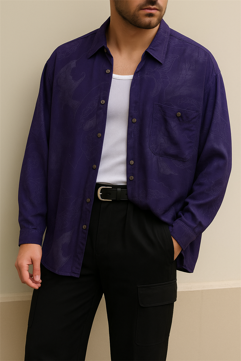 LEONARDO İtalian 90s Purple Gömlek