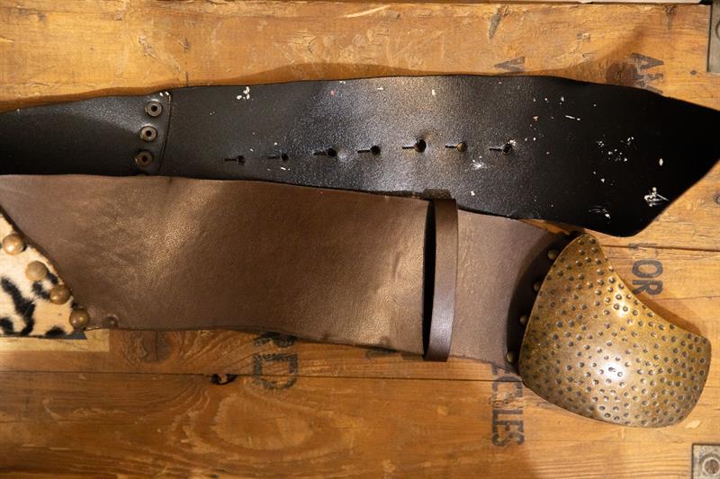 Leopar/Zımbalı Deri Kemer-Korse