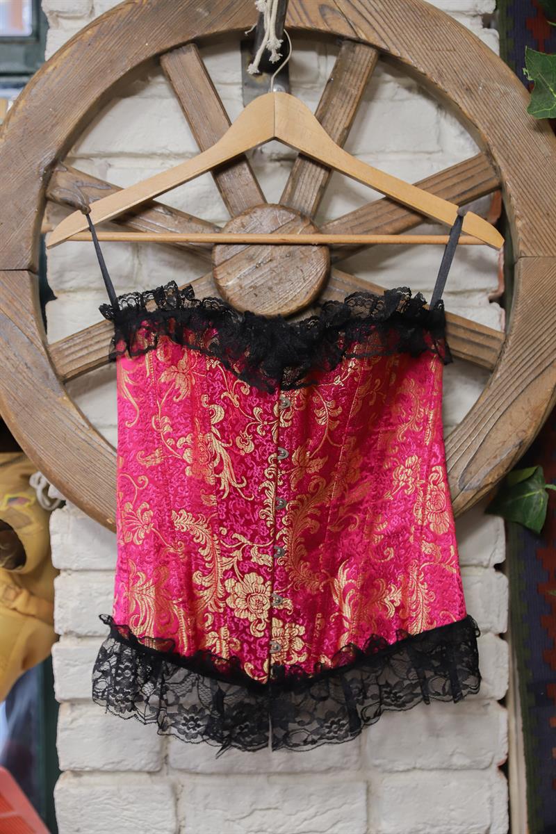 Magenta&Gold Brocade Korse