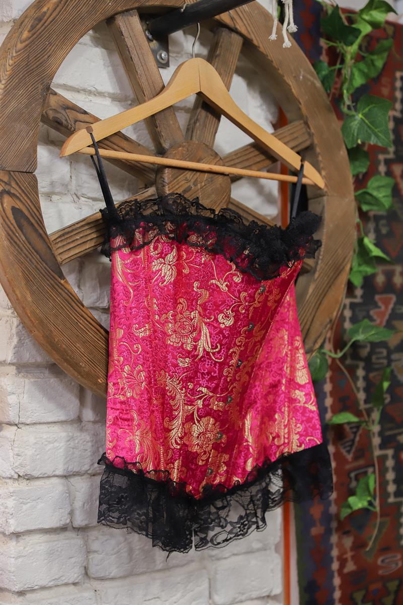 Magenta&Gold Brocade Korse