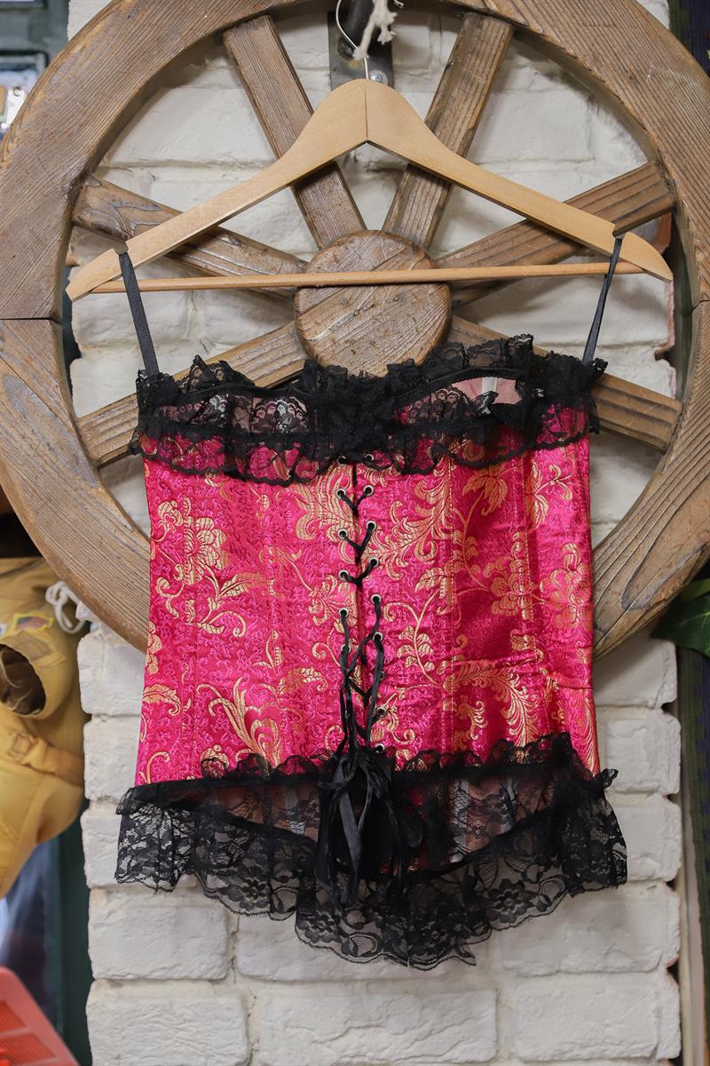 Magenta&Gold Brocade Korse