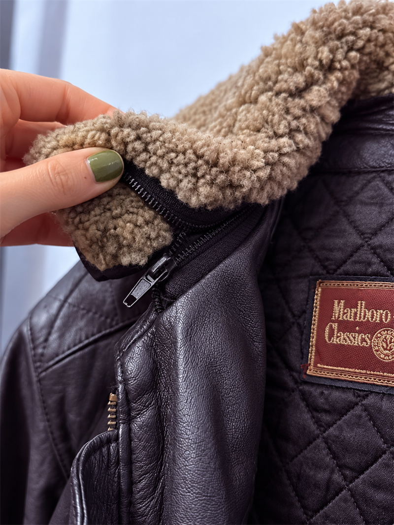Marlboro Classic Yaka Kürklü Pilot Deri Ceket