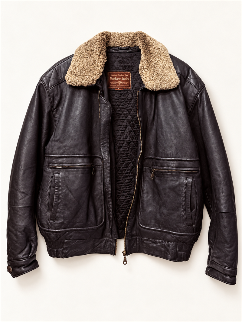 Marlboro Classic Yaka Kürklü Pilot Deri Ceket