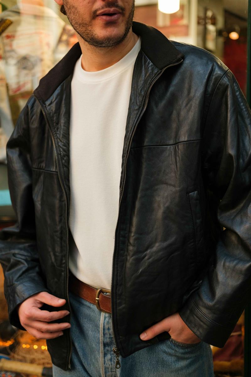 MILESTONE İtalian Bomber Model Unisex Deri Ceket