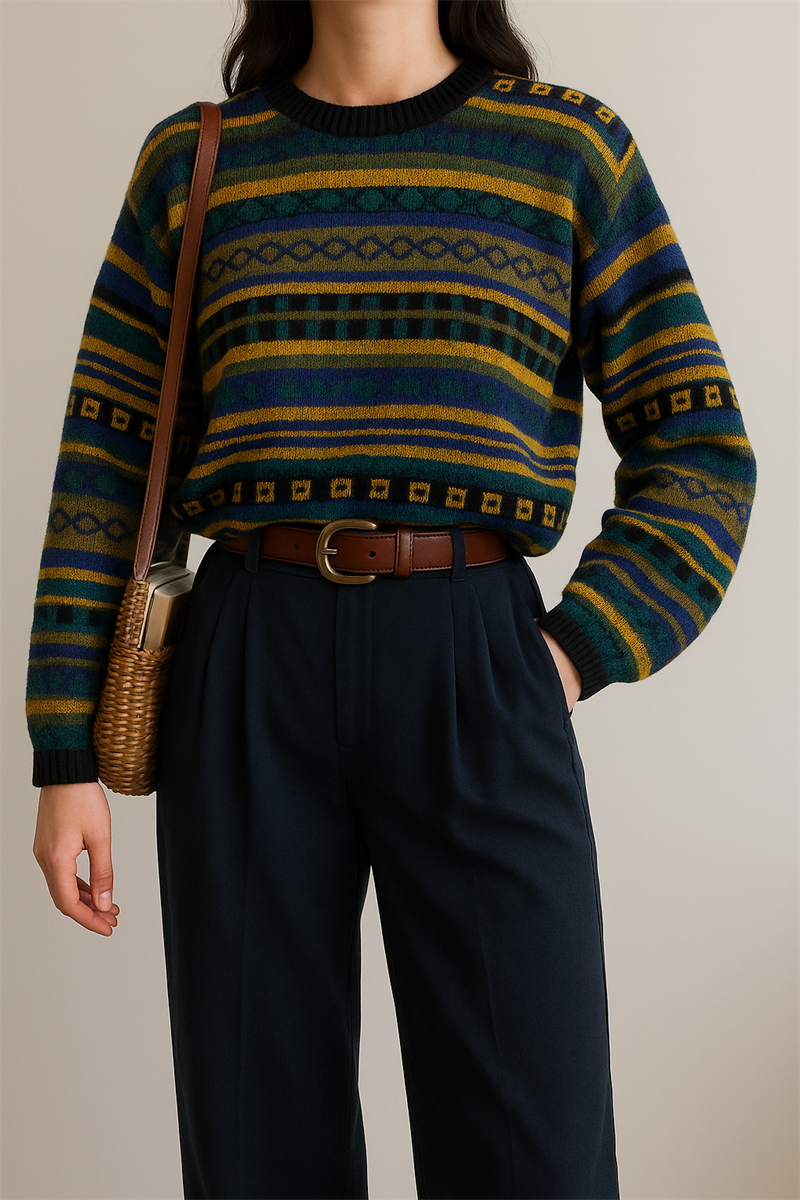 Mosaic Pullover Crop Kazak
