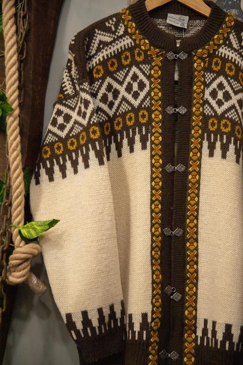 Mustard Pattern Wool Ceket-Hırka