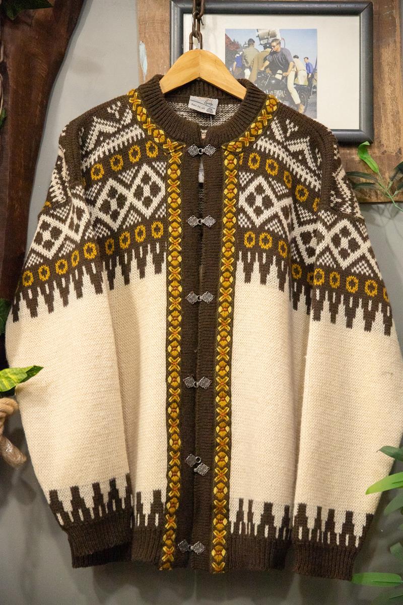 Mustard Pattern Wool Ceket-Hırka