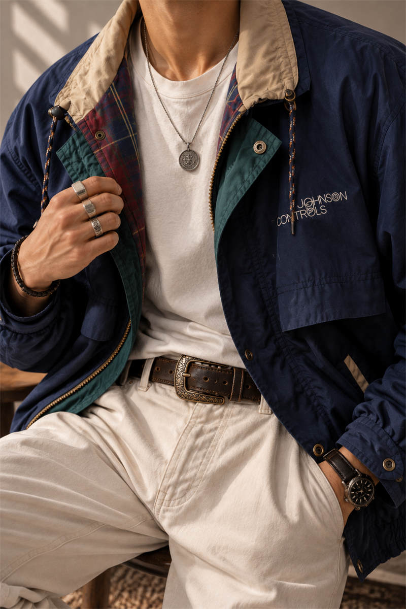 Navy Blue Harrington Classic Ceket