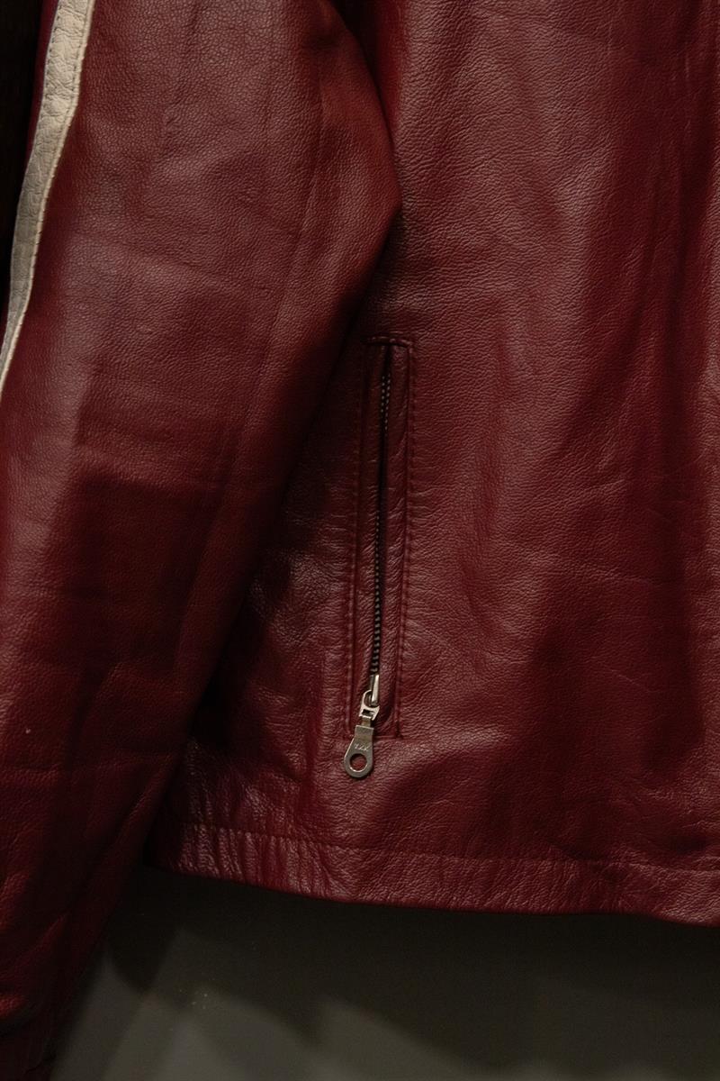 Original Biker Jack Jones Pepper Red 90s Deri Ceket