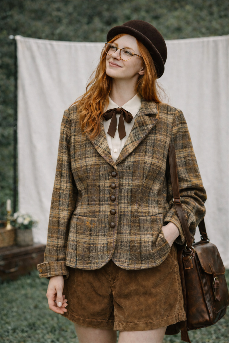 Orwell Brown Cropped Wool Ceket