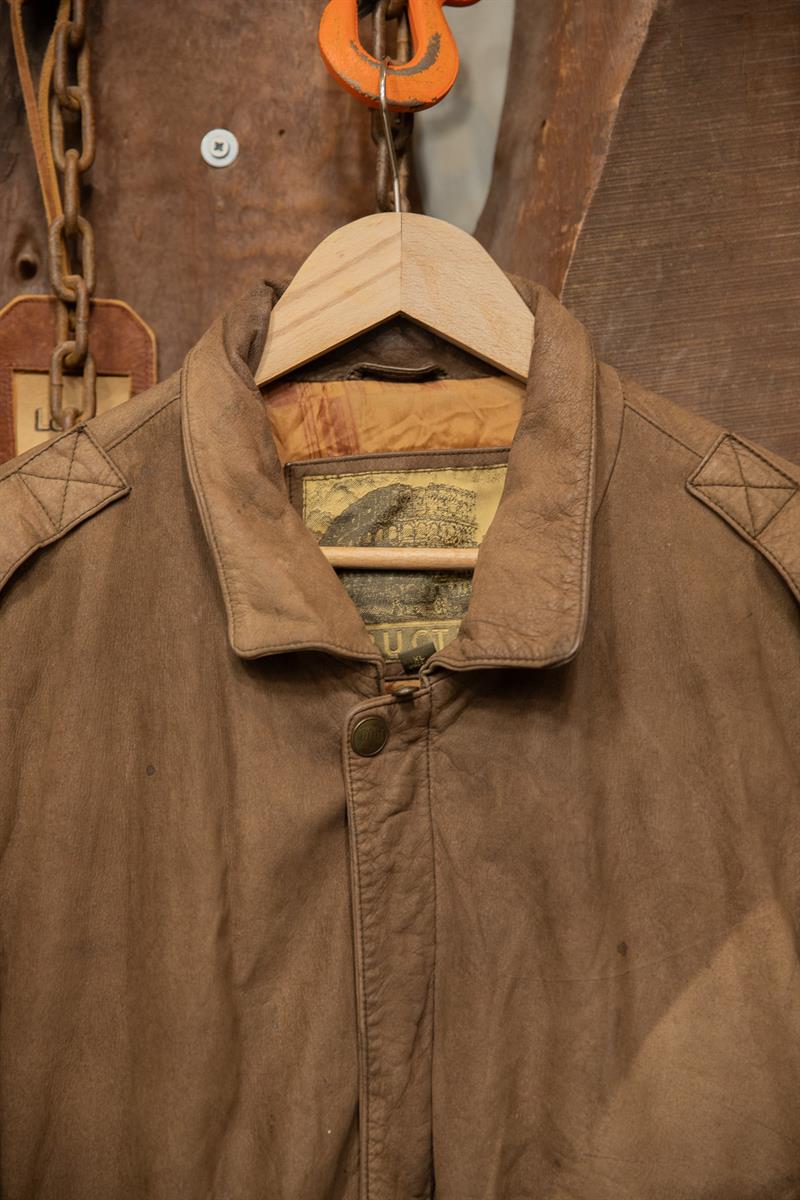 Oversize Eskitme Bomber Deri Ceket