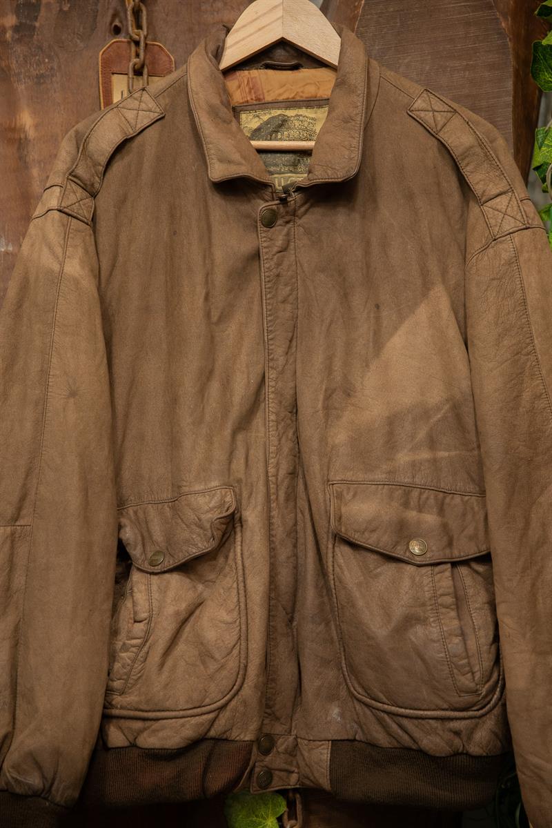 Oversize Eskitme Bomber Deri Ceket