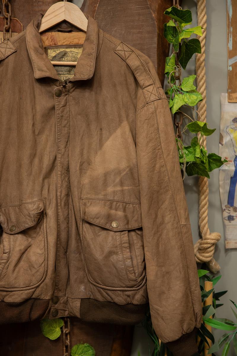 Oversize Eskitme Bomber Deri Ceket