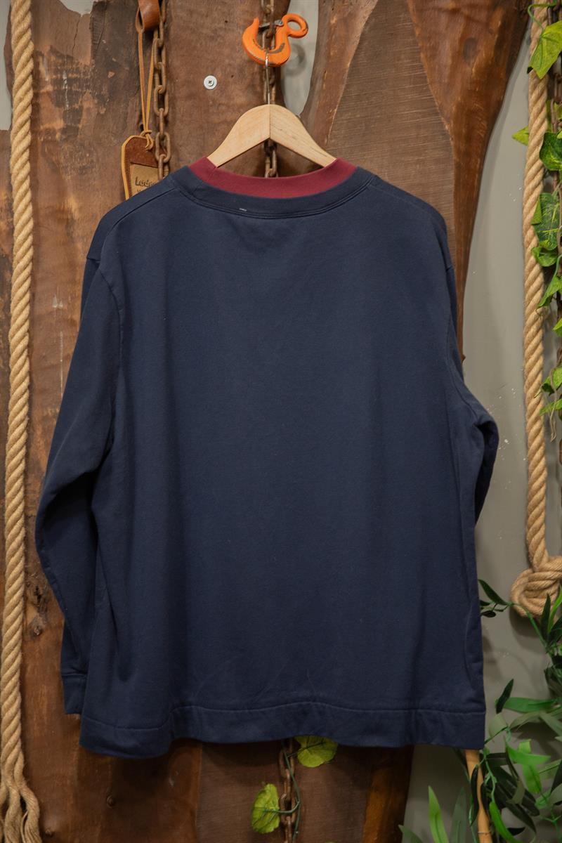 Oversize Navy Maroon Nakışlı Sweat