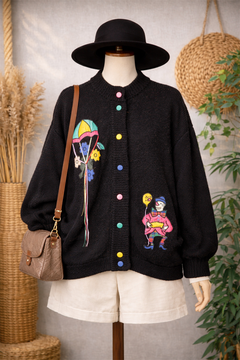 Oversize Palyaço 90s Wool Hırka