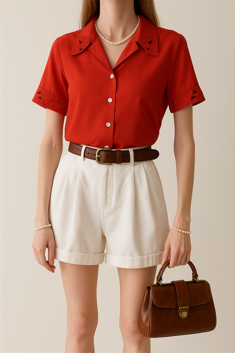 Paris 90s Red Kadın Gömlek