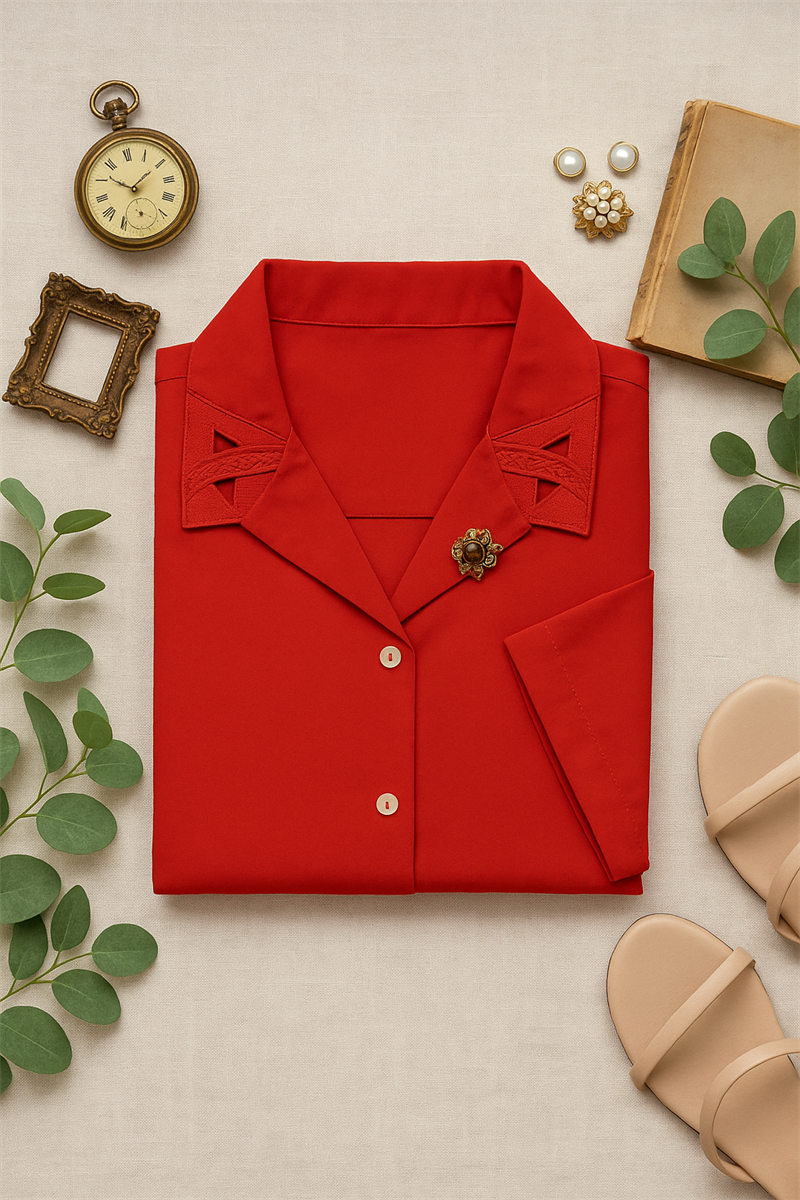 Paris 90s Red Kadın Gömlek