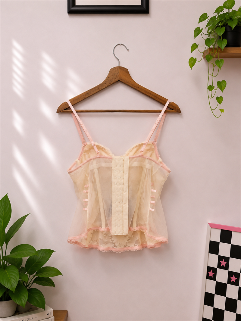 Pastel Floral&Sheer Korse