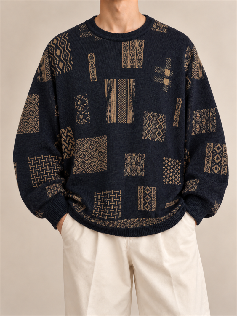 Patchwork Efektli Oversize Kazak